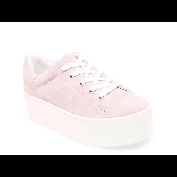 pink suede platform sneakers